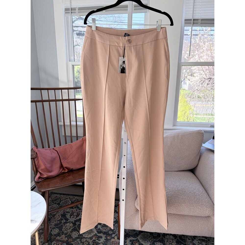 Sincerely Jules Caramel Tan High Rise Pintuck Straight Leg Dress Pants L NWT